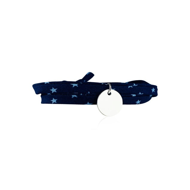 Bracelet Liberty médaille personnalisée 15mm 2 tours femme