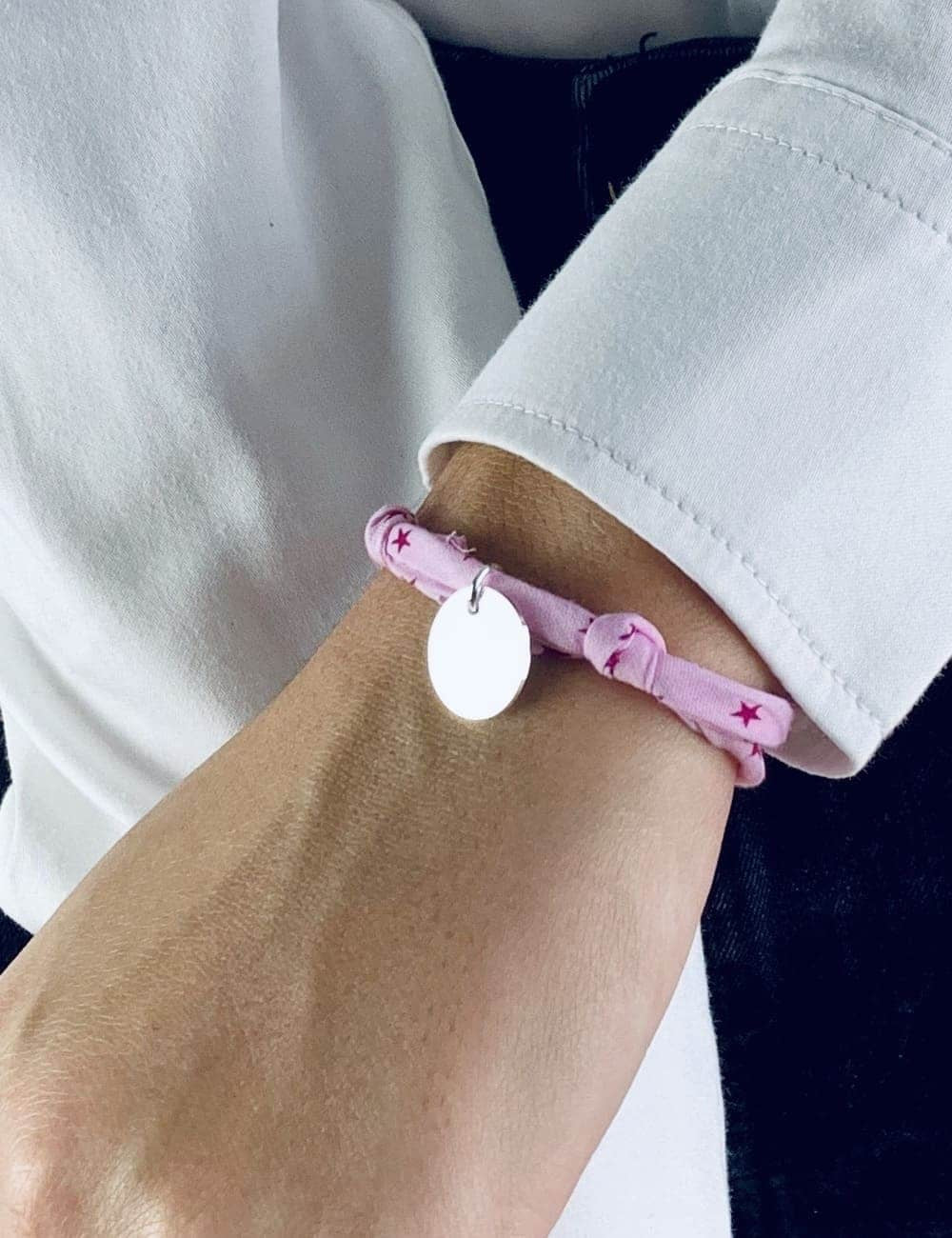 Bracelet Liberty médaille personnalisée 15 mm femme