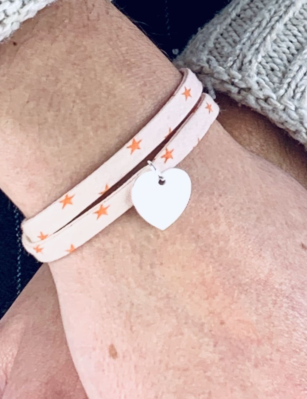 Bracelet Liberty 2 tours cœur argent personnalisé femme