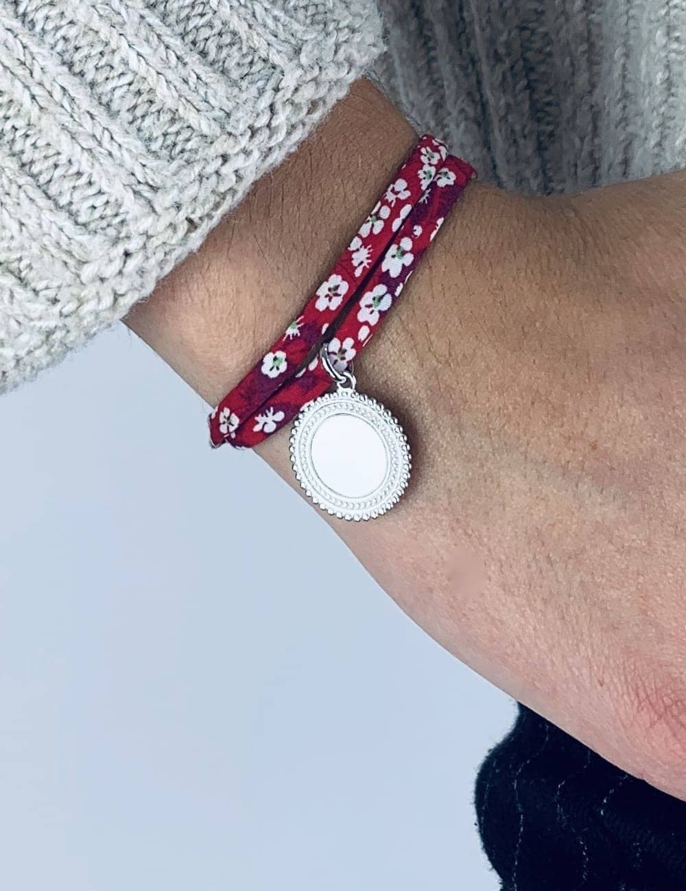 Bracelet Liberty médaillon bohème personnalisé 2 tours femme