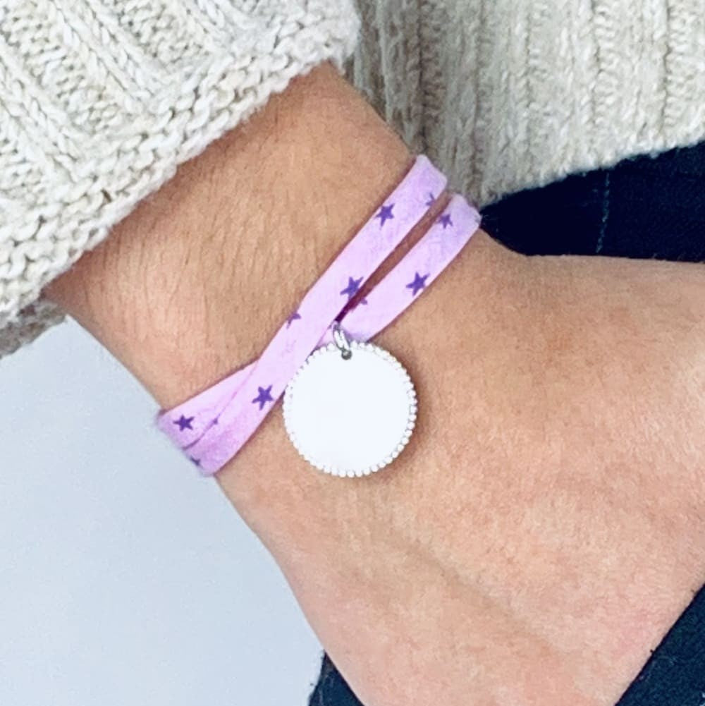 Bracelet Liberty 2 tours médaillon perlé personnalisé femme