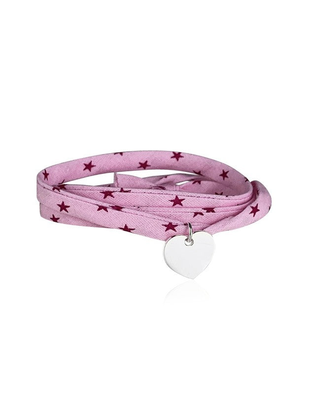 Bracelet Liberty 3 tours cœur argent personnalisé femme