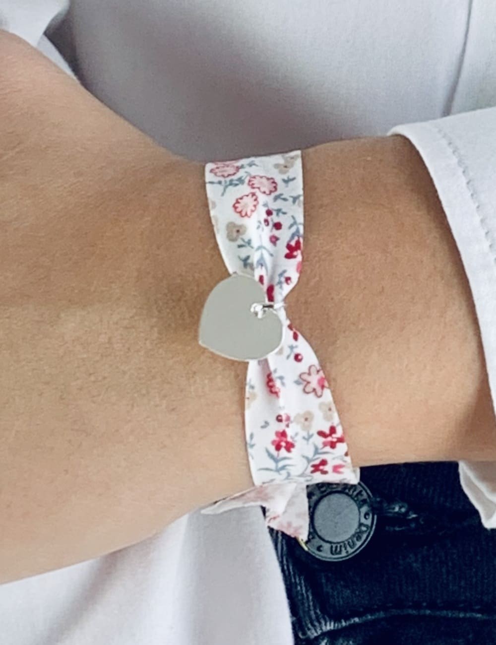 Bracelet Liberty large cœur argent à graver femme