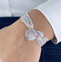 Bracelet Liberty large médaillon perlé à graver femme