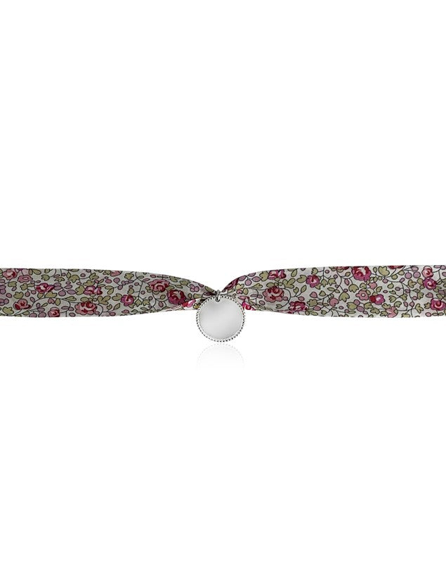 Bracelet Liberty large médaillon perlé à graver femme