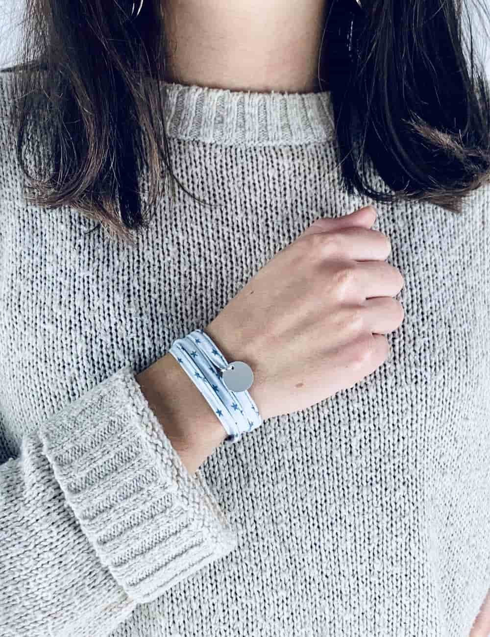 Bracelet Liberty médaille personnalisée 15mm 3 tours femme