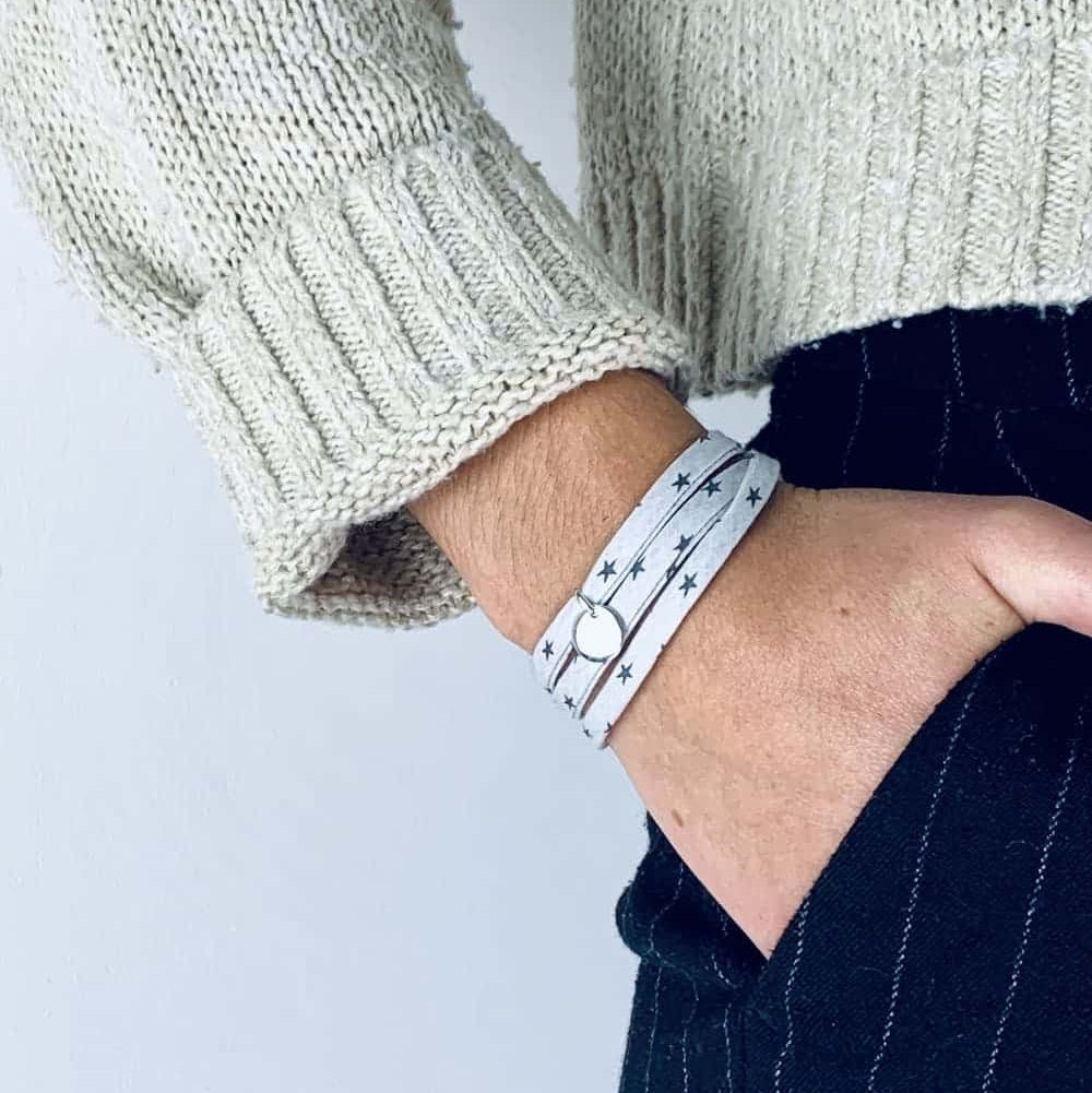 Bracelet Liberty médaille personnalisée 10mm 3 tours femme