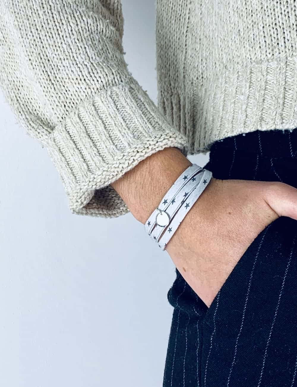 Bracelet Liberty médaille personnalisée 10mm 3 tours femme