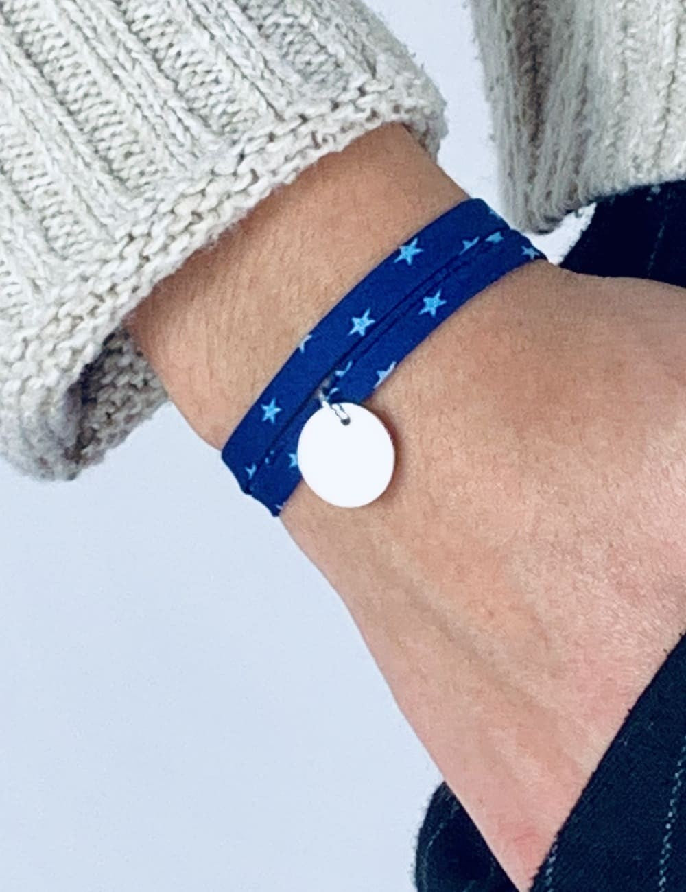 Bracelet Liberty médaille personnalisée 15mm 2 tours femme