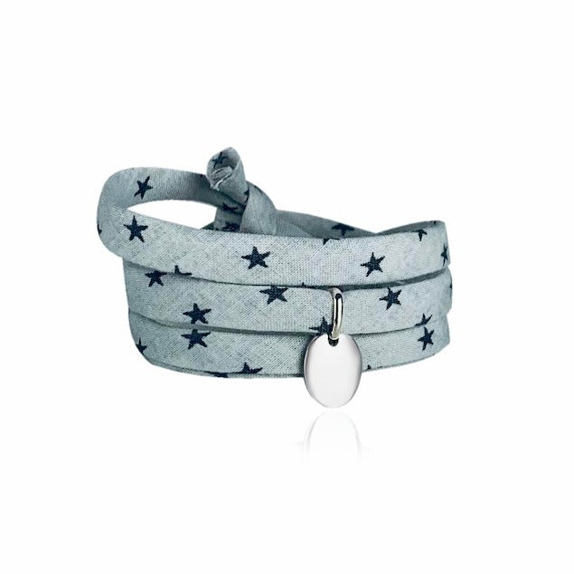Bracelet Liberty médaille personnalisée 10mm 3 tours femme