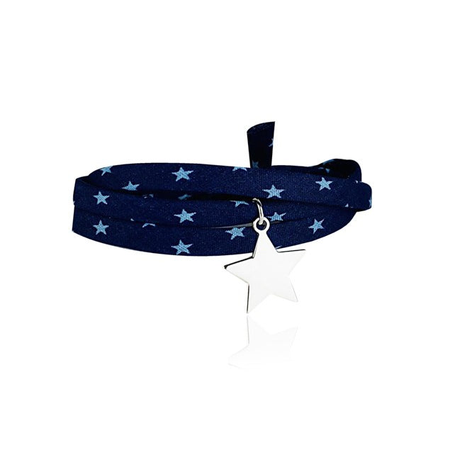 Bracelet Liberty 3 tours étoile argent personnalisé femme