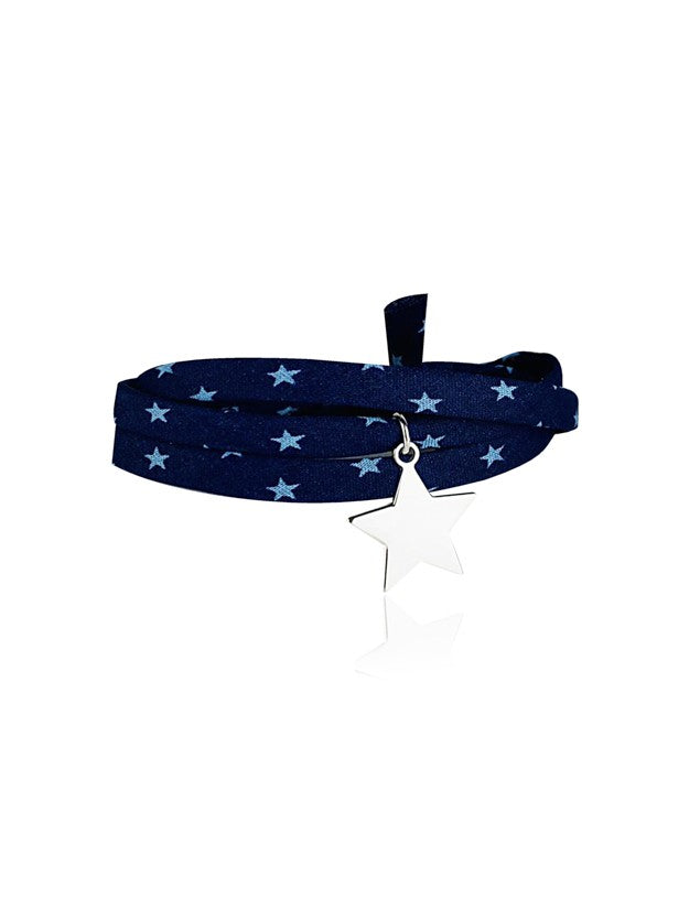 Bracelet Liberty 3 tours étoile argent personnalisé femme