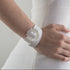 Bracelet manchette cuir fleur nacre femme