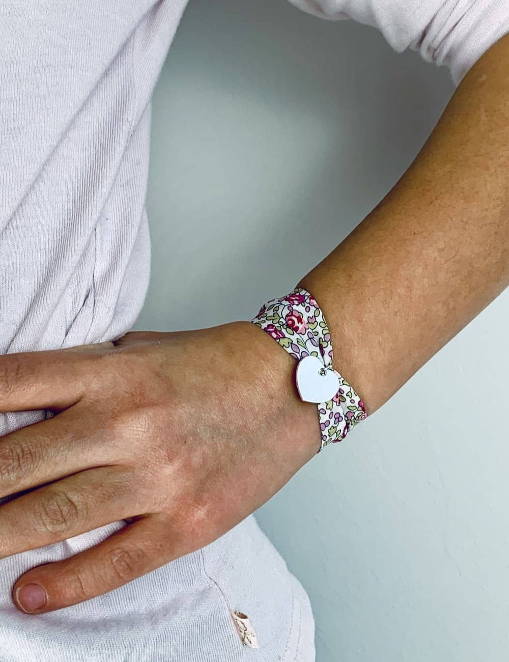 Bracelet Liberty cœur argent à graver large enfant