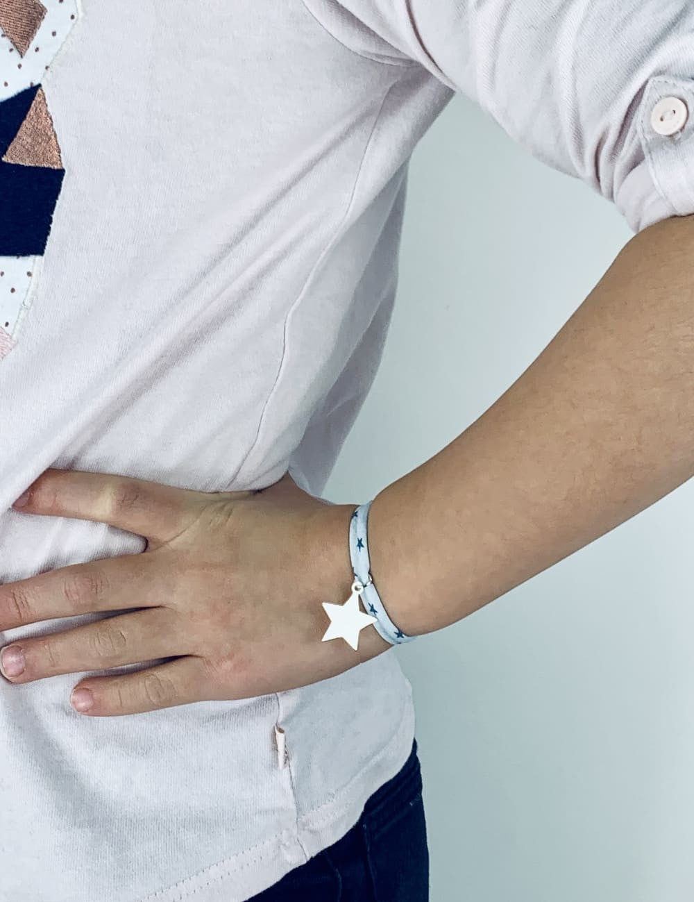 Bracelet Liberty étoile argent personnalisé enfant