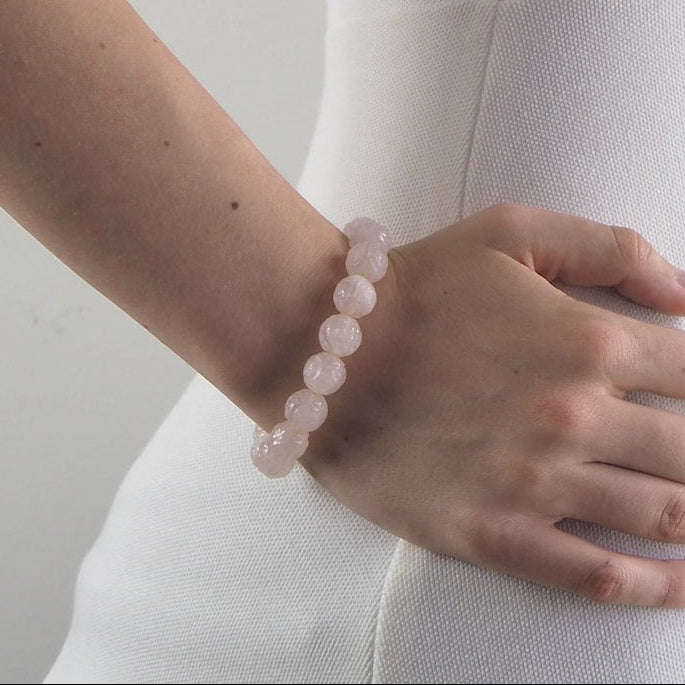 Bracelet perles quartz rose femme