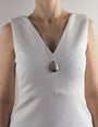 Collier sautoir goutte argent femme