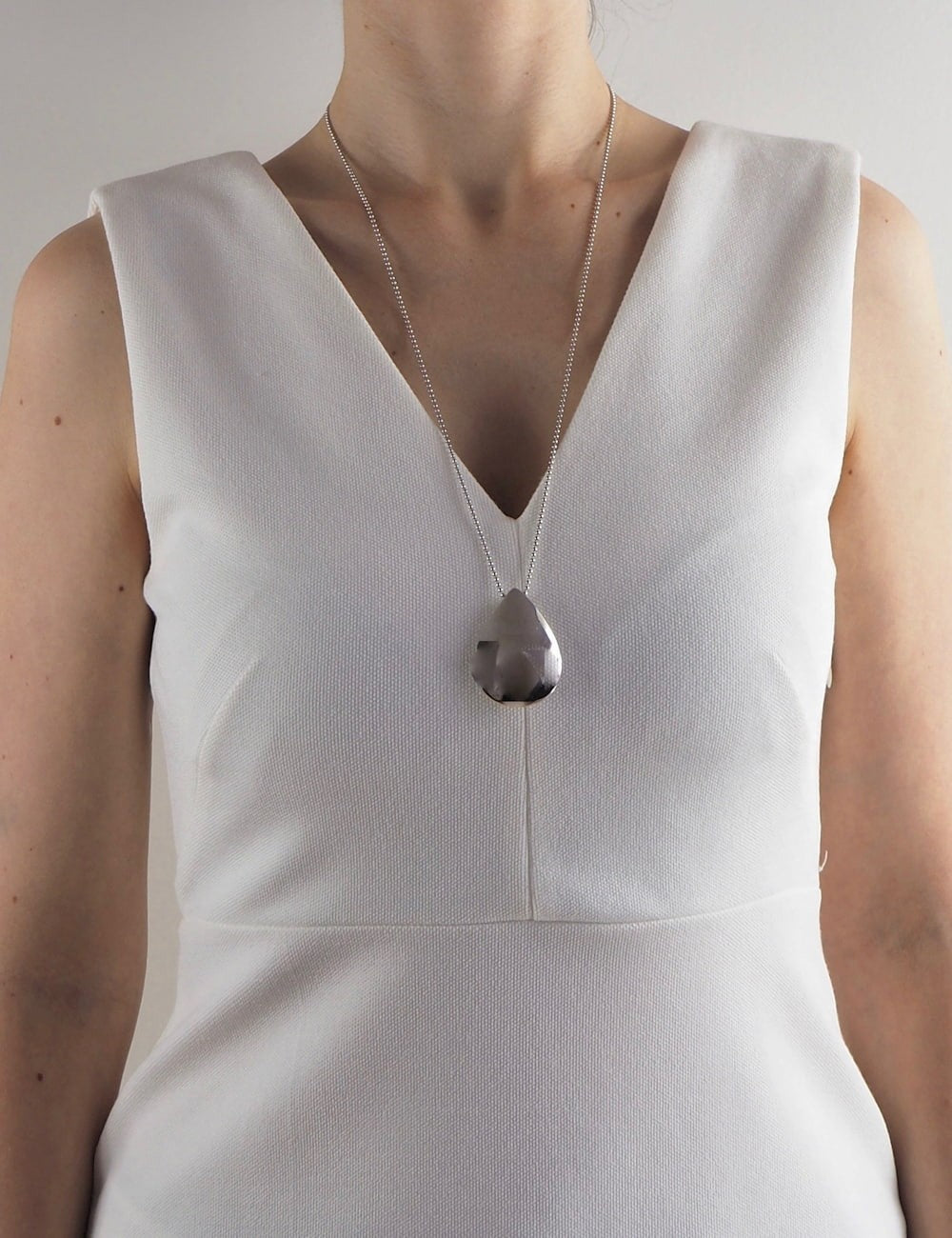 Collier sautoir goutte argent femme