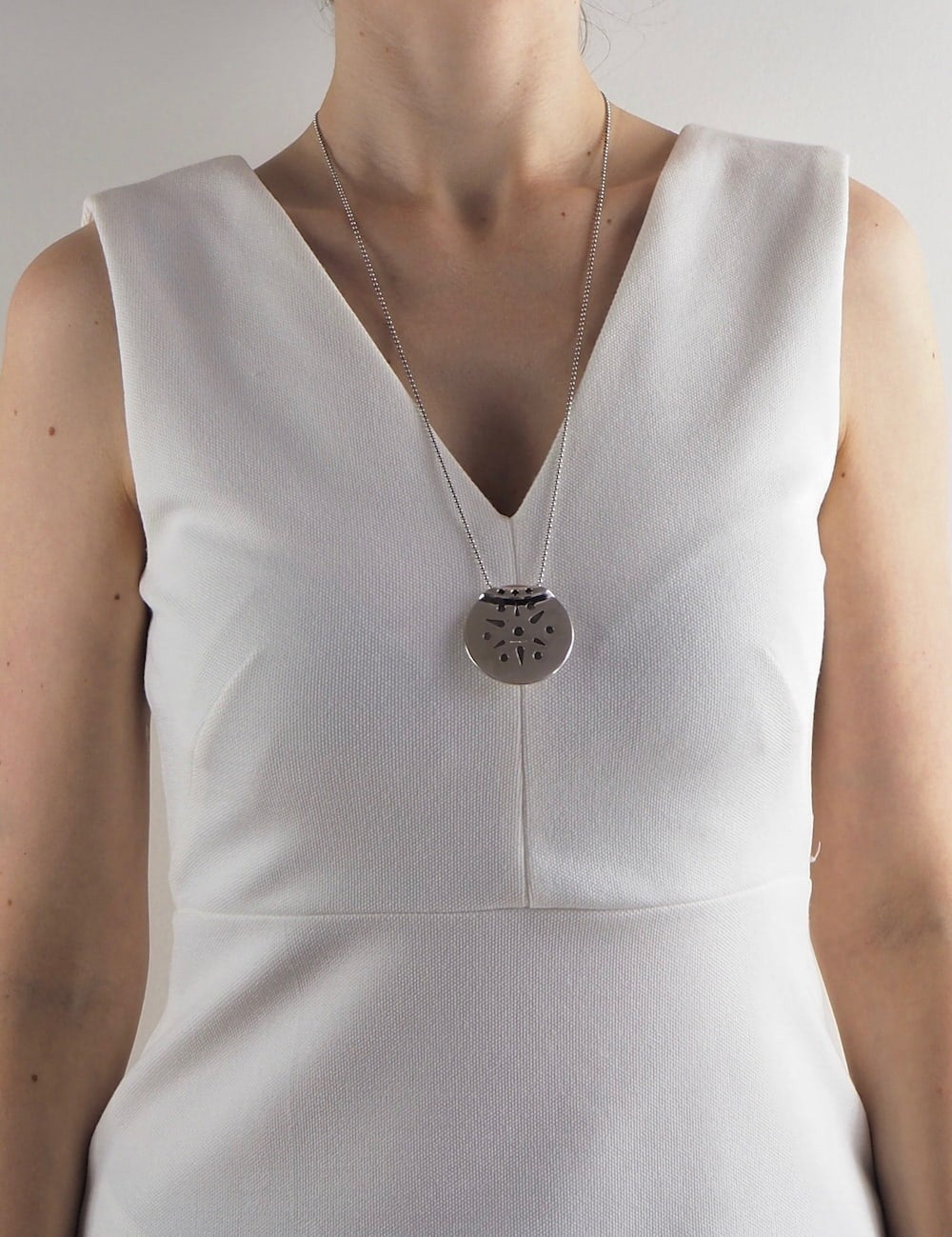 Collier sautoir rond argent femme