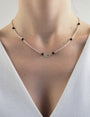 Collier perles agate noire femme