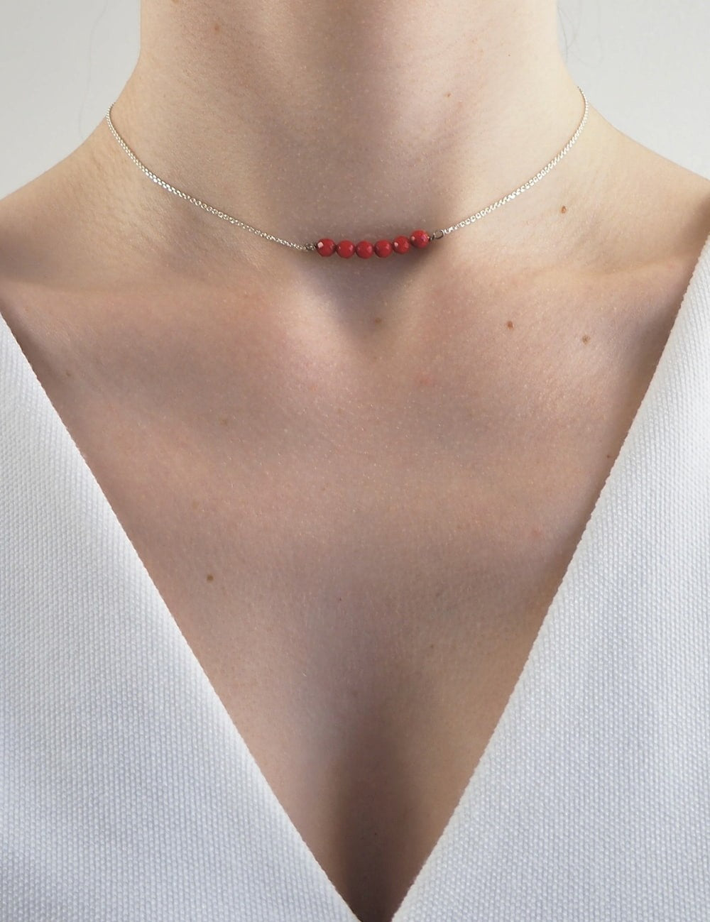 Collier perles corail femme