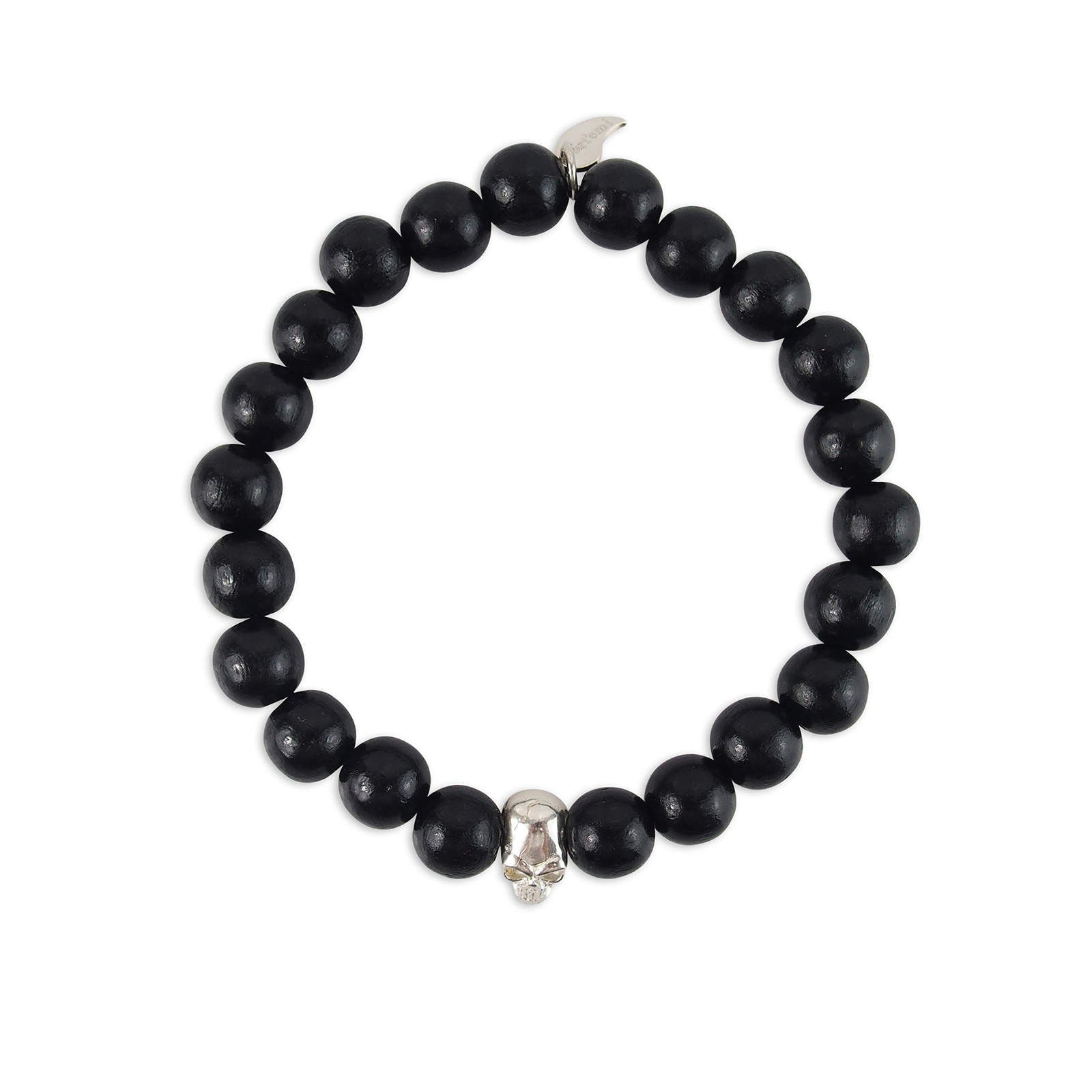 Bracelet perles bois tête mort femme