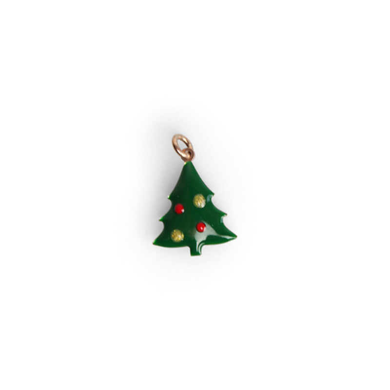Enamel Christmas tree pendant for women
