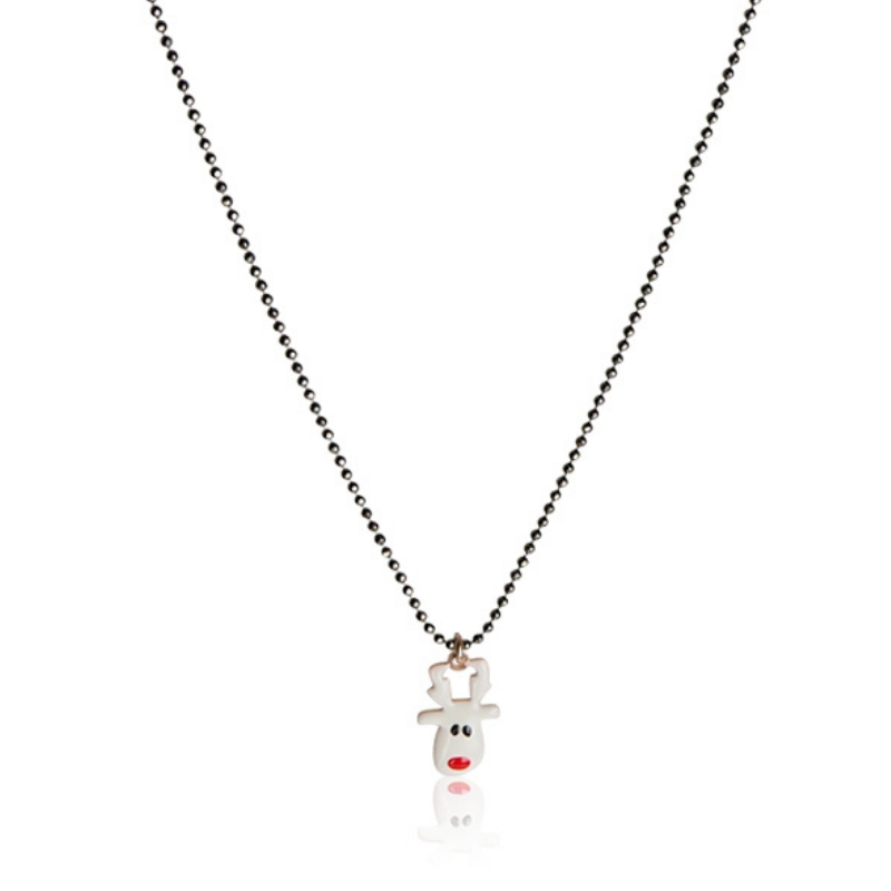 collier tête de renne de Noël émail femme