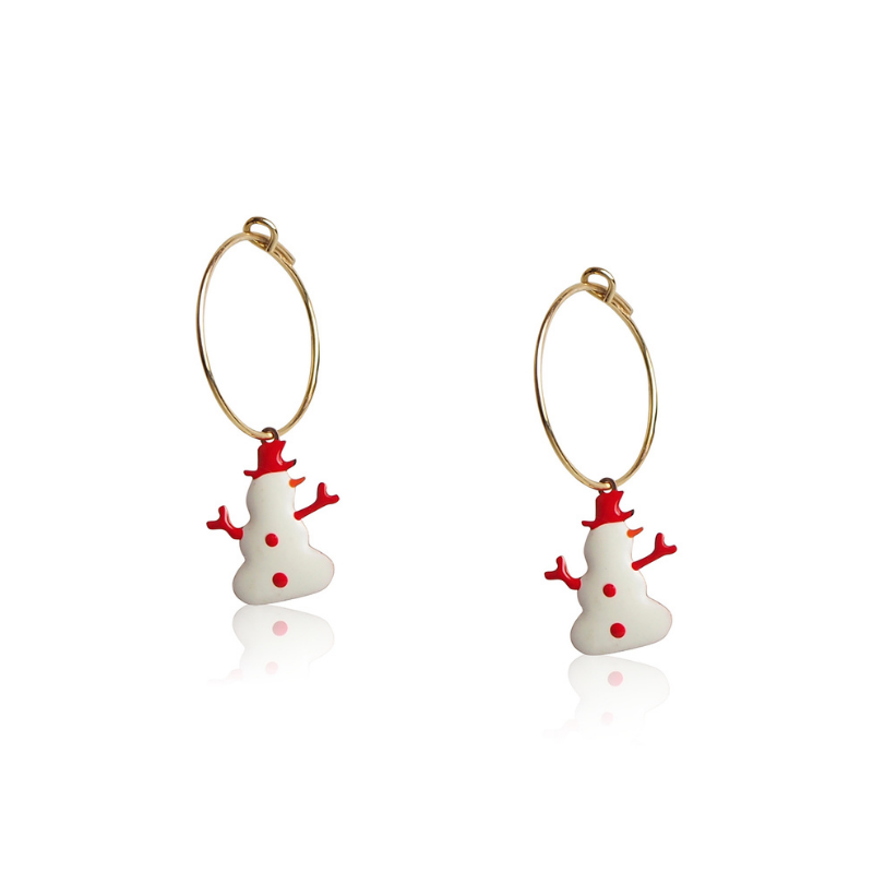 Boucles d'oreilles adolescente bonhomme de neige argent massif 925