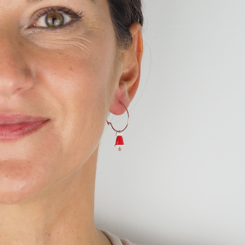 Boucles d’oreilles cloche de noël en émail femme