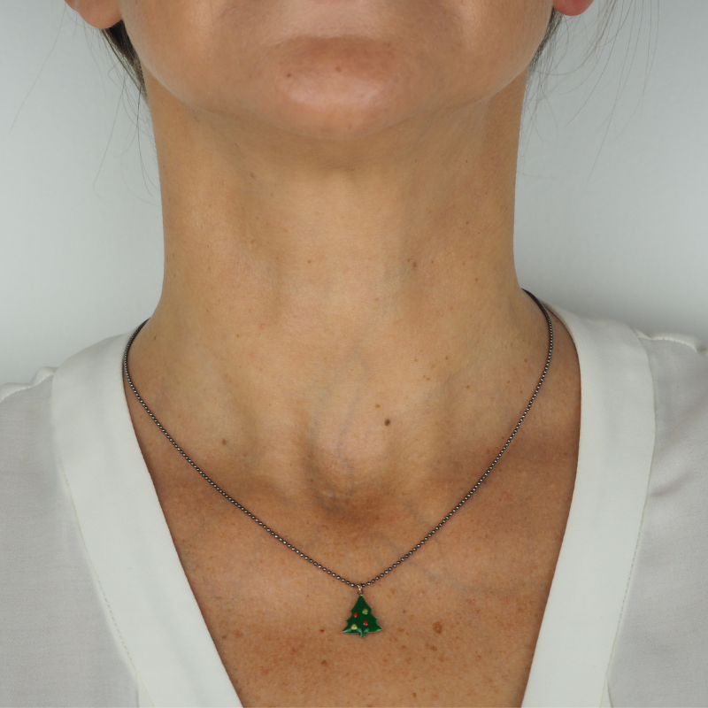 Collier sapin de Noël argent massif 925 femme