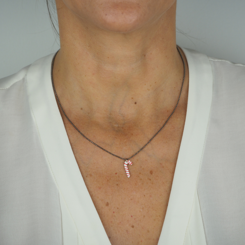 Collier sucre d'orge émail femme