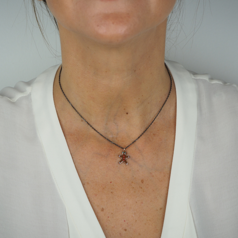 Collier pain d'épice émail femme