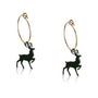 Boucles d'oreilles créoles cerf émail vert jeune fille