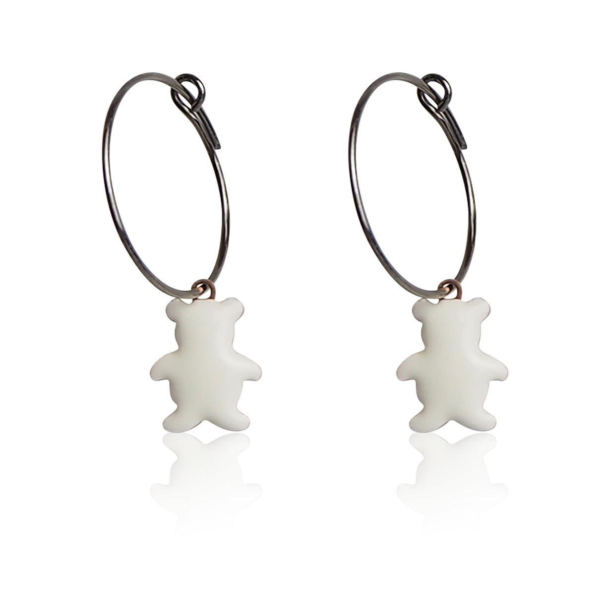 Boucles d'oreilles ado ours blanc argent massif 925