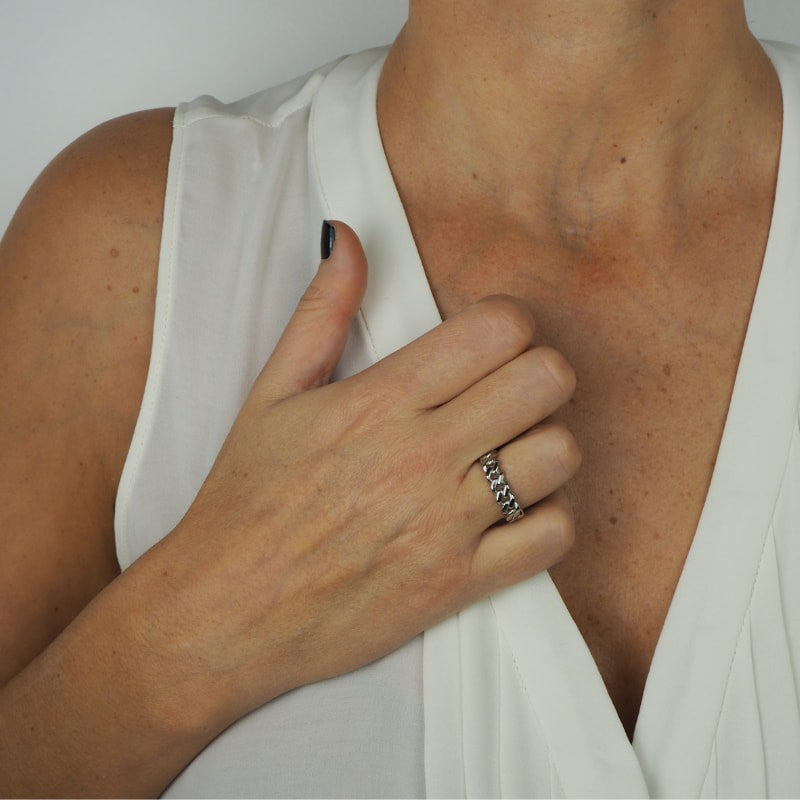 Bague chaine argent massif