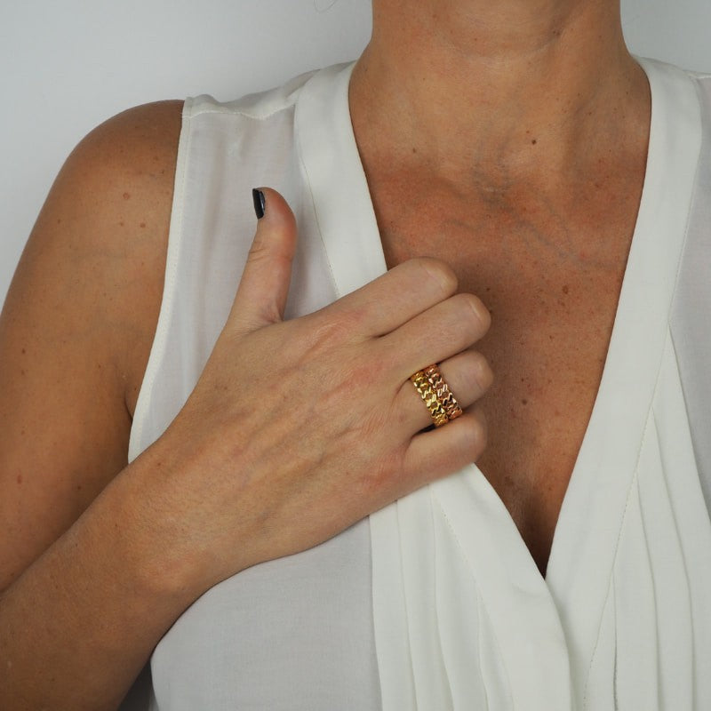 Bague chainette duo : Plaqué or rose - Plaqué or jaune