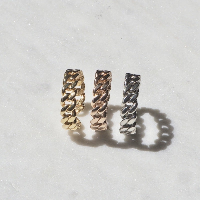 Bague chaîne femme trio vermeil or jaune plaqué or rose argent massif