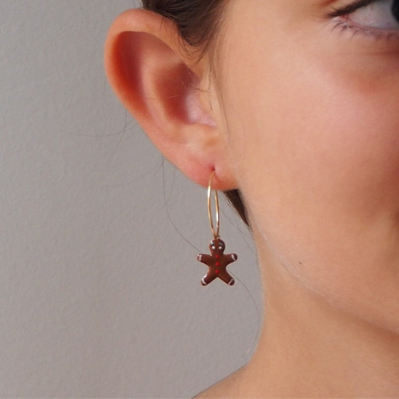 Boucles d'oreilles pain d'épice adolescente argent massif 925