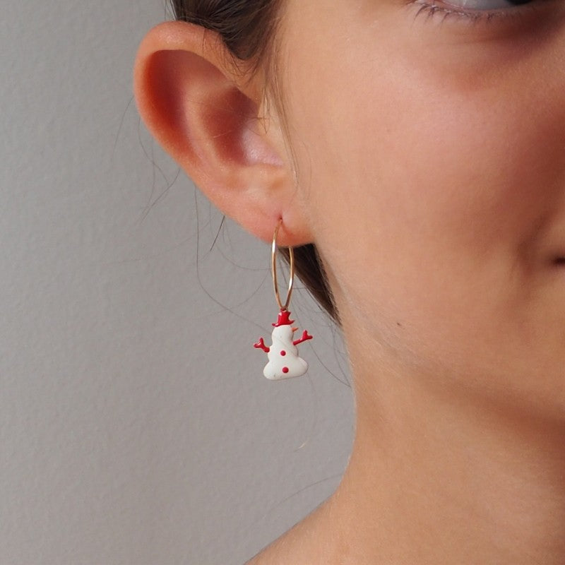 Boucles d'oreilles adolescente bonhomme de neige argent massif 925