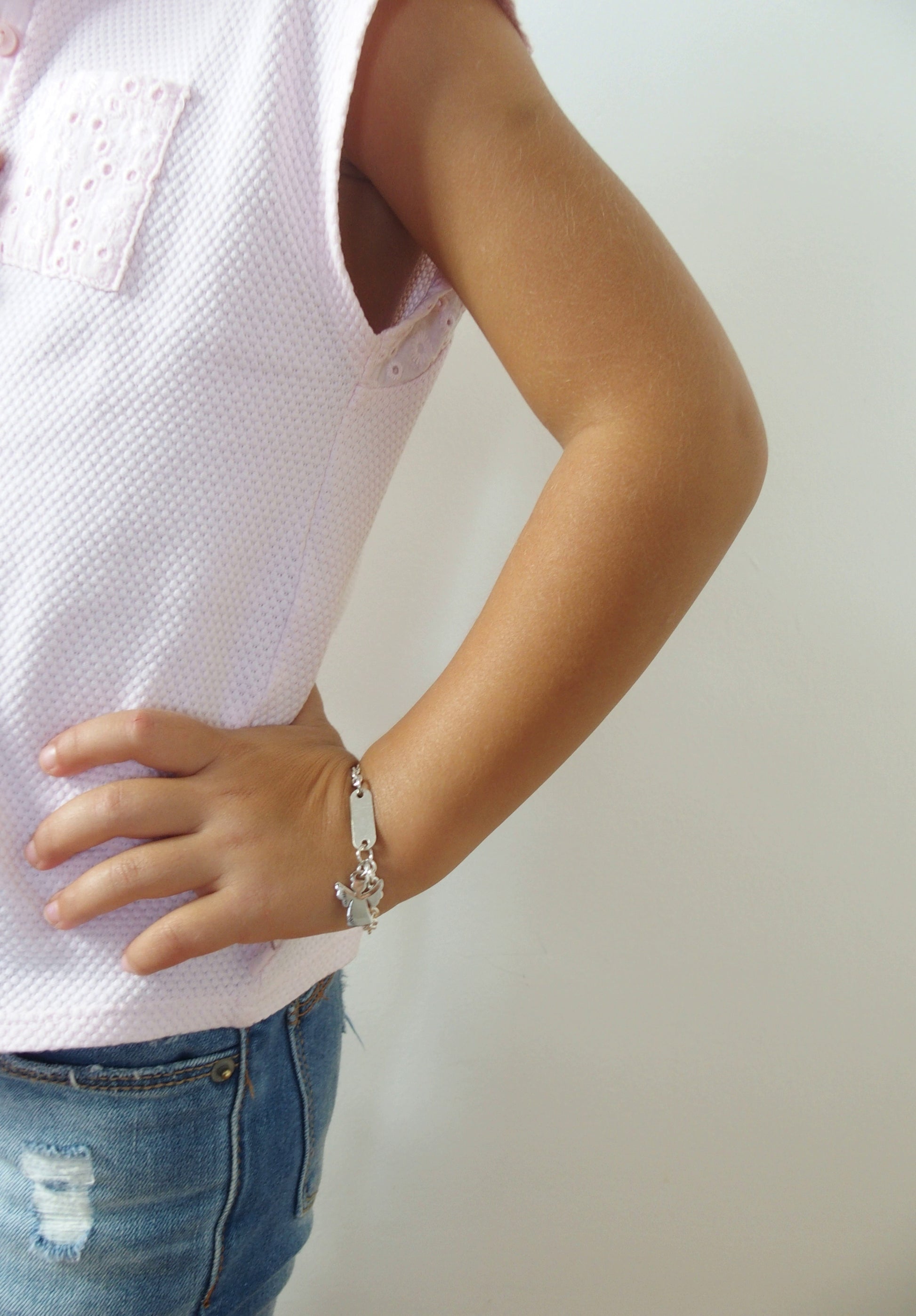 Bracelet ange argent personnalisé enfant