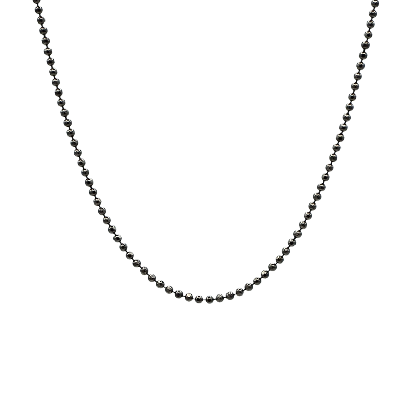 Zoom Collier boule femme rhodié noir argent massif