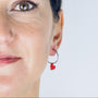 Boucles d'oreille créoles cœur rouge émail or rose