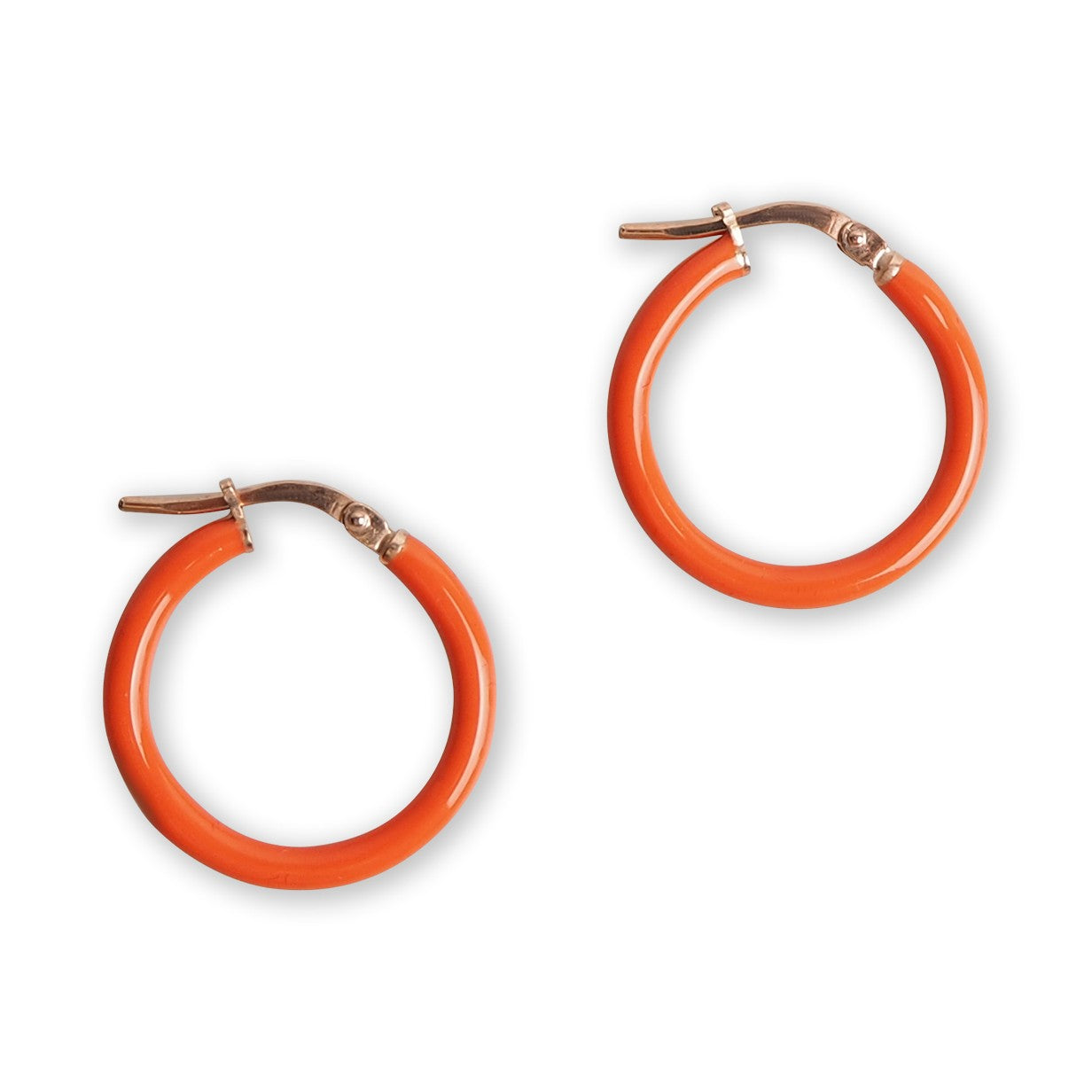 Boucles d'oreilles créoles émail orange femme vermeil or jaune