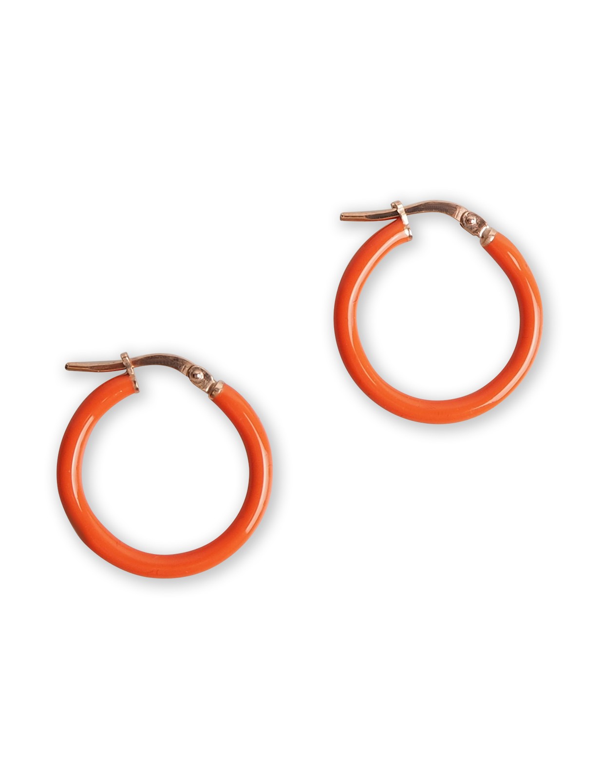 Boucles d'oreilles créoles émail orange femme vermeil or jaune