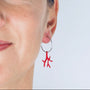 Boucles d'oreilles corail rouge créoles argent massif 925 femme