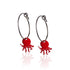 Boucles d'oreilles créoles pieuvre émail rouge femme