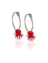 Boucles d'oreilles créoles pieuvre émail rouge femme
