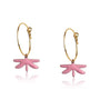 Boucles créoles libellule émail rose femme