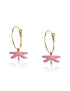 Boucles créoles libellule émail rose femme